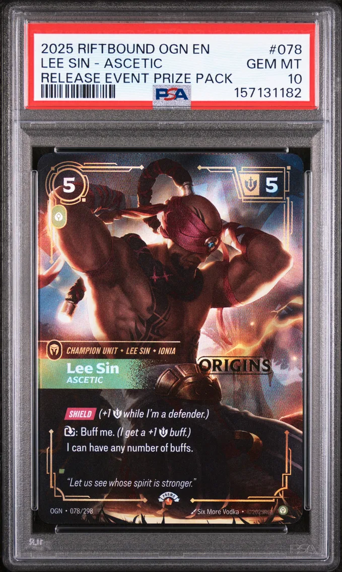 2025 #078 Lee Sin - Ascetic PSA 10 Riftbound: League of Legends Ogn-Origins