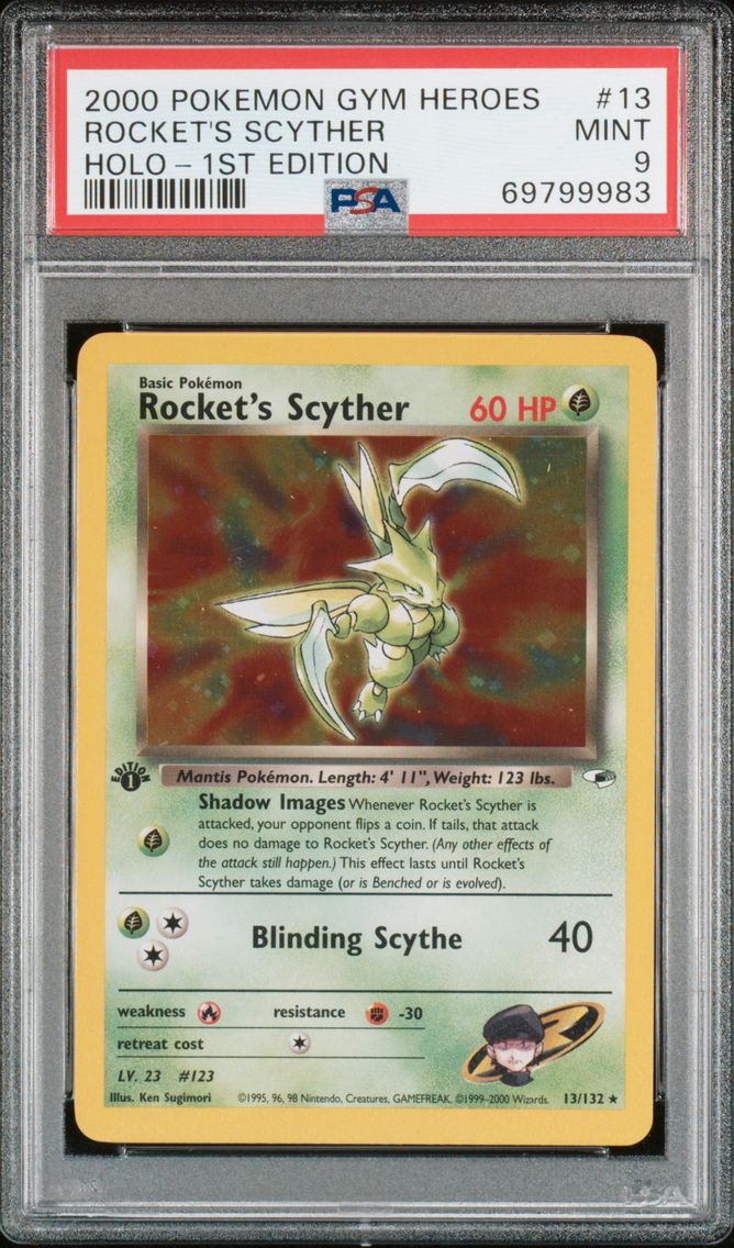 2000 #13 ROCKET'S SCYTHER PSA 9 POKEMON GYM HEROES | HOLO-1ST EDITION