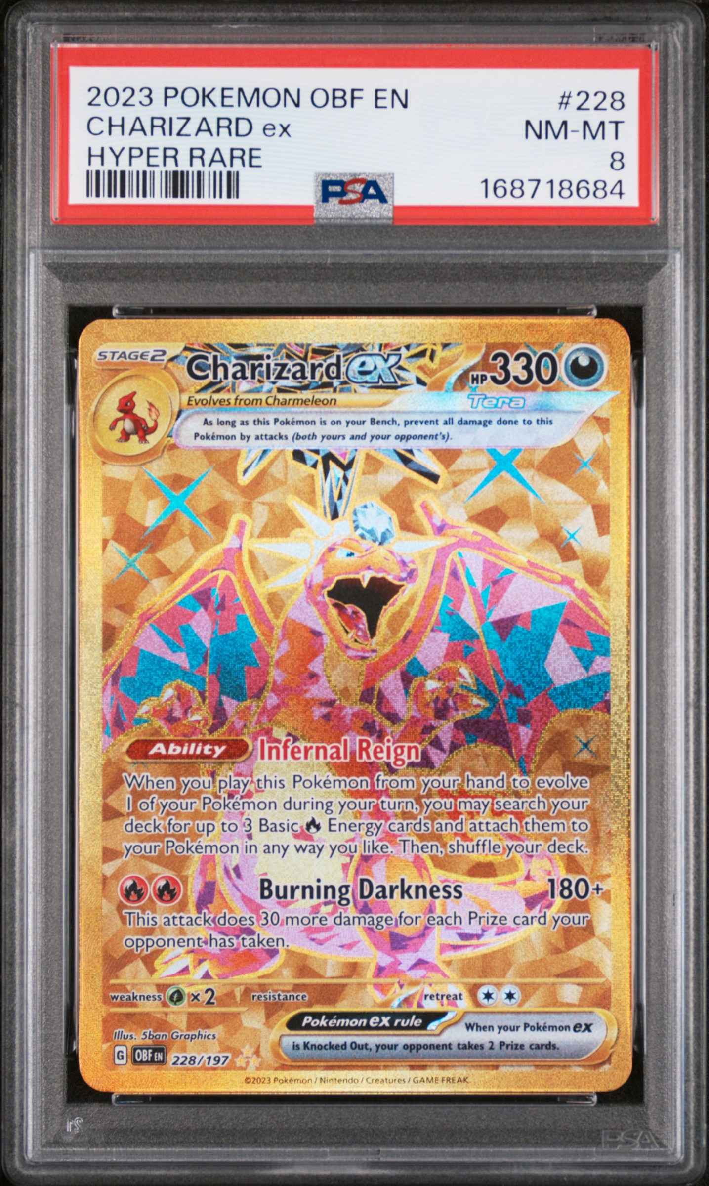 2023 #228 Charizard Ex PSA 8 Obf En-Obsidian Flames