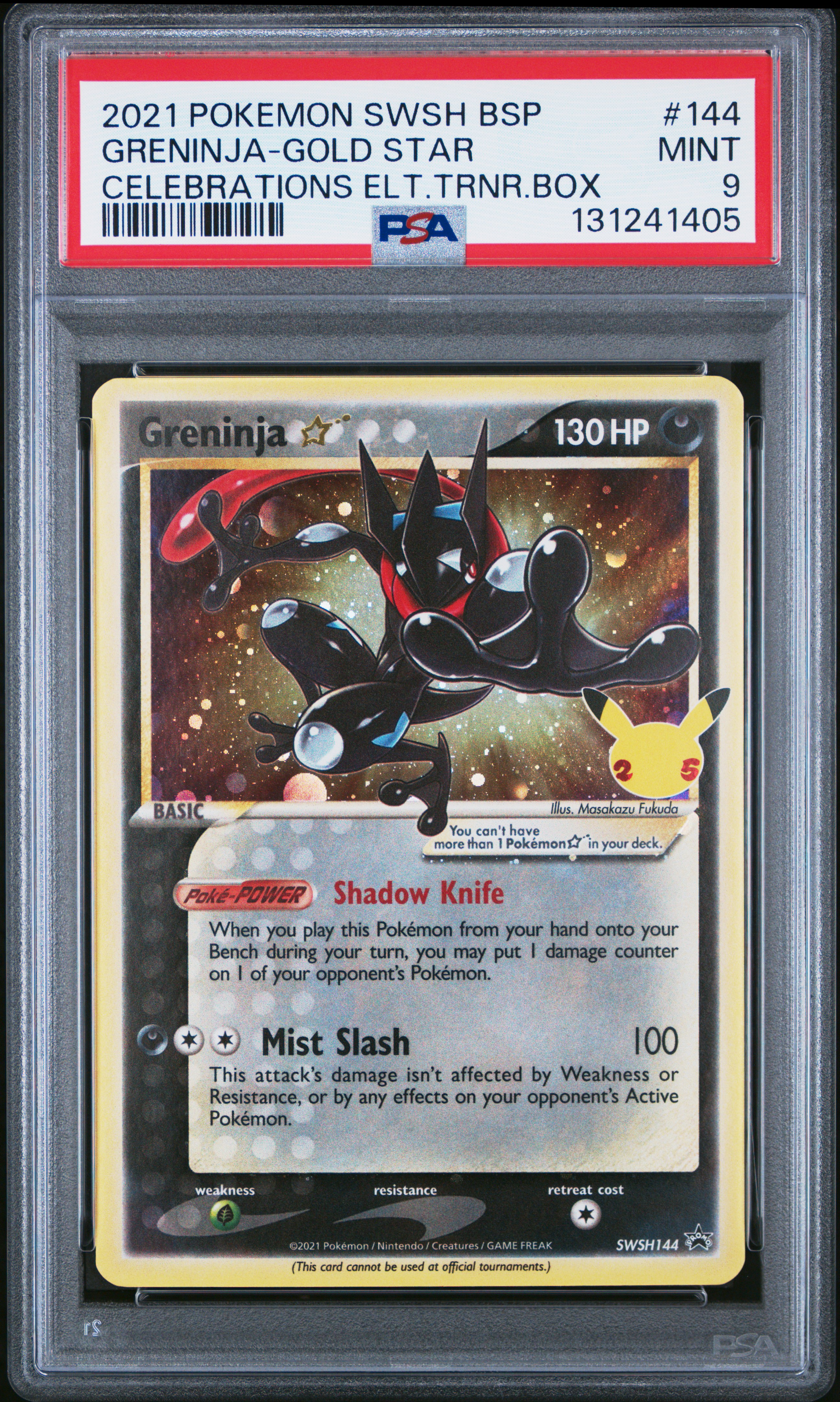 2021 #144 Greninja-Gold Star PSA 9 Swsh Black Star Promo