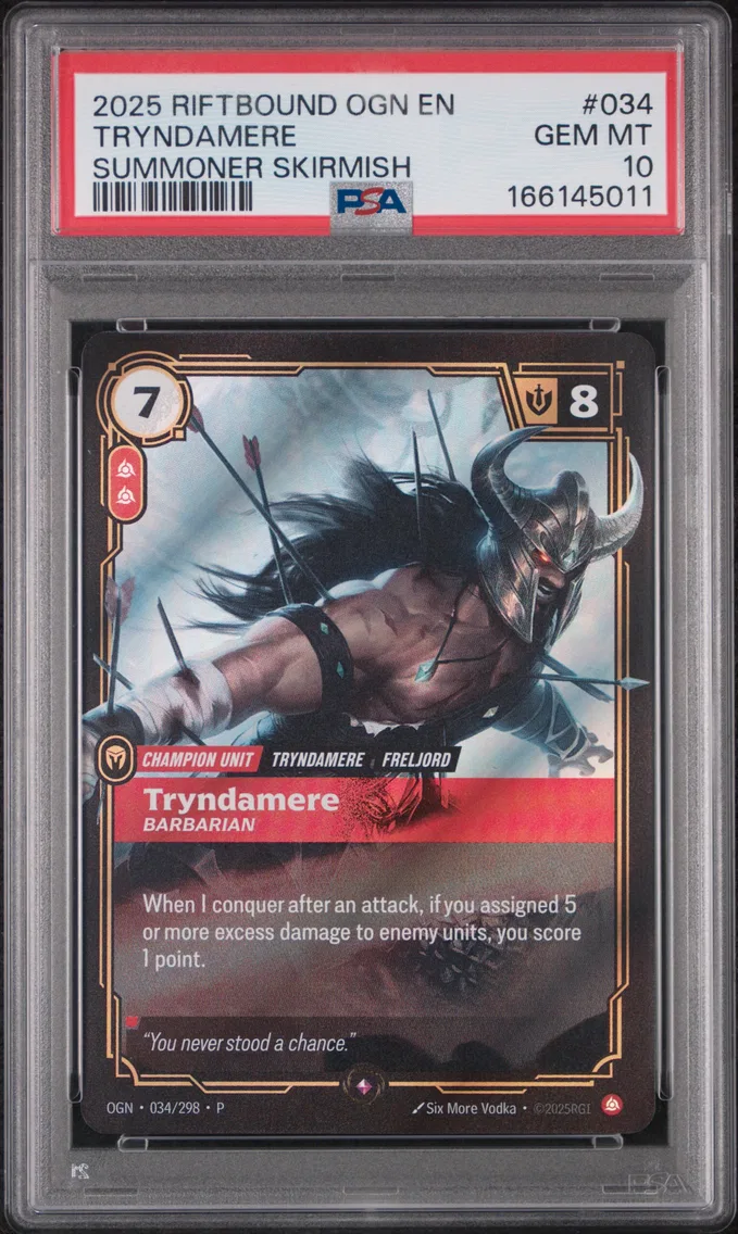 2025 #034 Tryndamere - Barbarian PSA 10 Riftbound: League of Legends Ogn-Origins