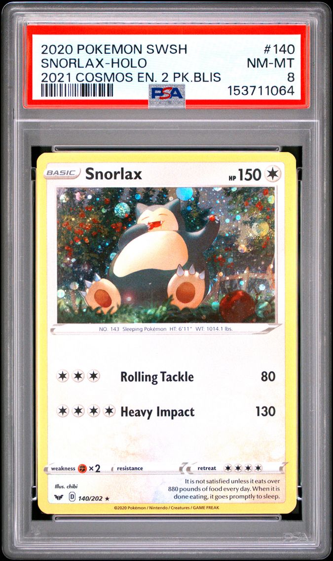 2020 #140 Snorlax-Holo PSA 8 Sword & Shield