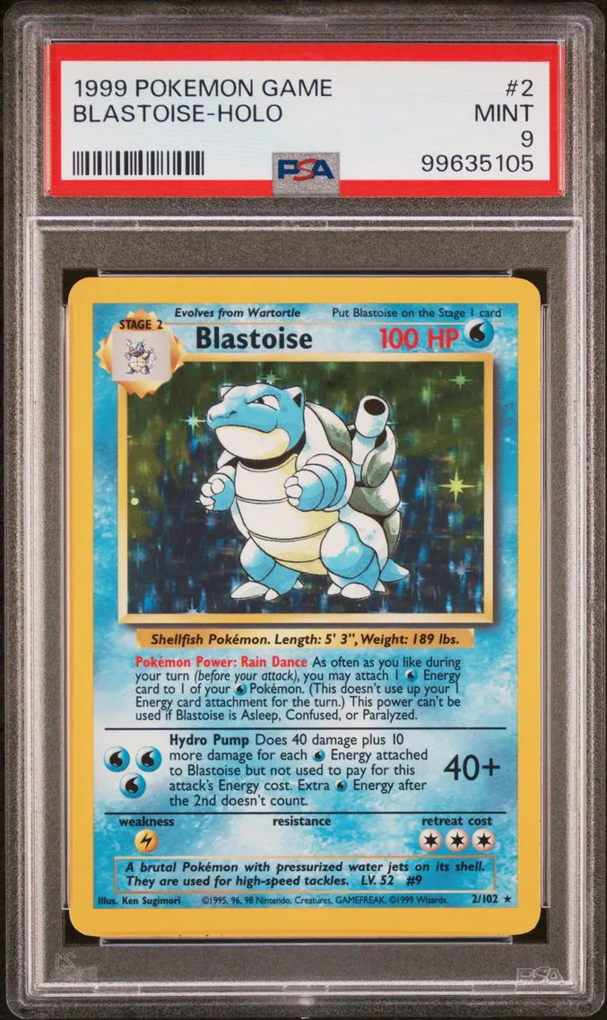 1999 #2 Blastoise-Holo PSA 9 Gam