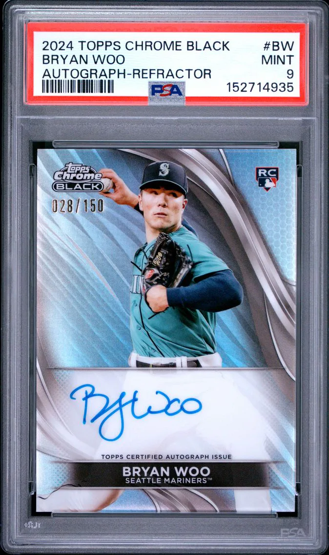 2024 #BW Bryan Woo PSA 9 Topps Chrome Black Autographs