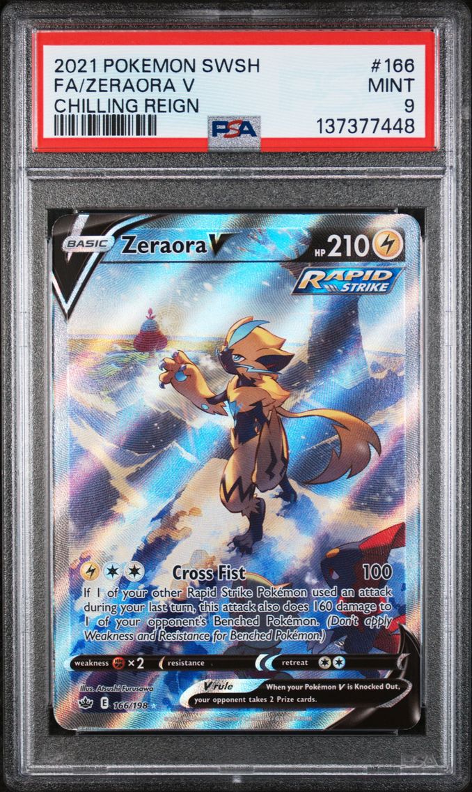 2021 #166 Full Art/Zeraora V PSA 9 Sword & Shield Chilling Reign