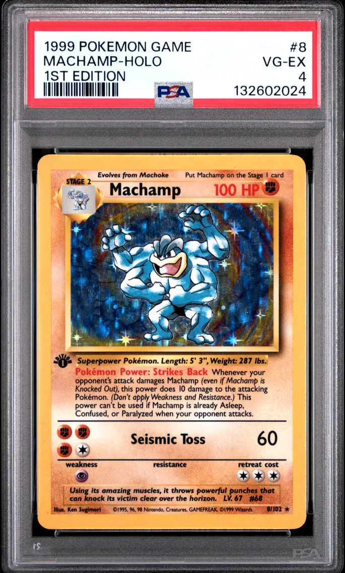 1999 #8 Machamp-Holo 1st Edition PSA 4 Game