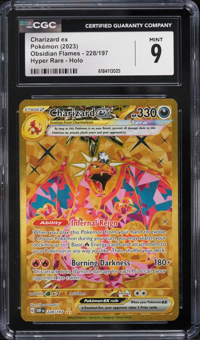 2023 #228 Charizard EX CGC 9 Pokemon Scarlet & Violet Obsidian Flames Gold Rare