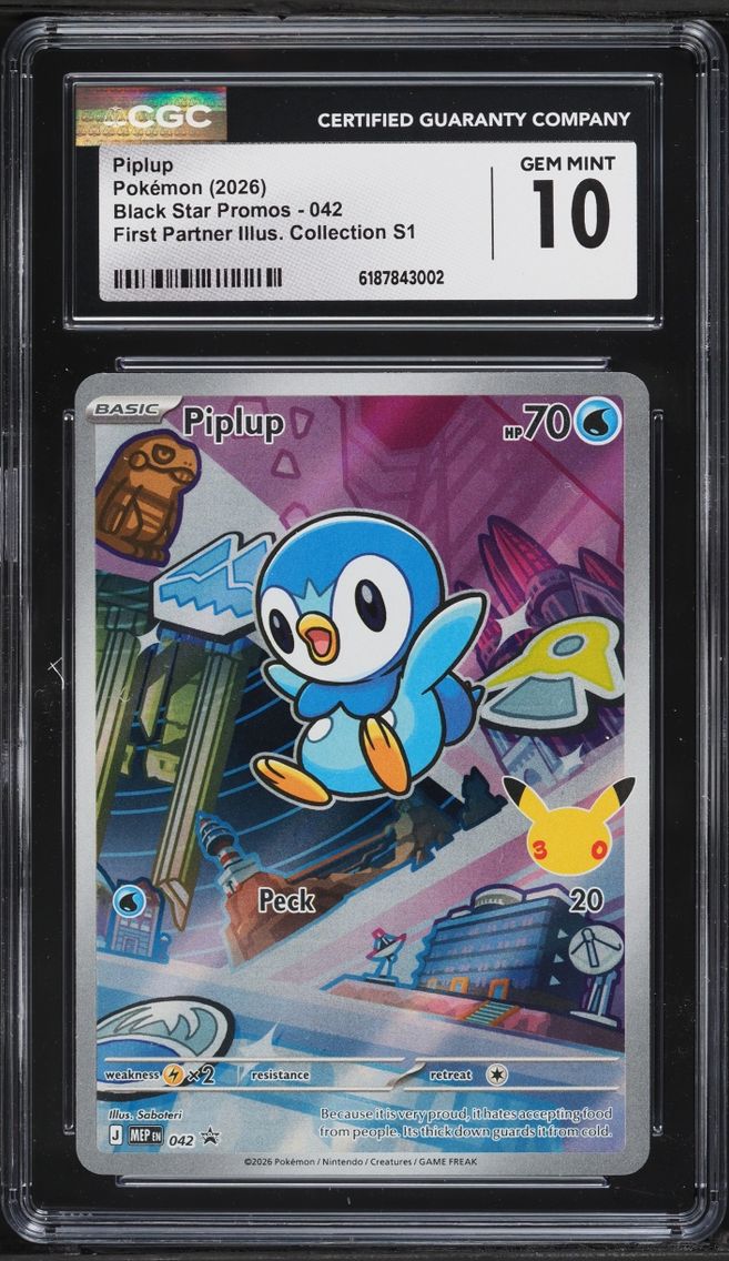 2026 #42 Piplup CGC 10 Pokemon Mega Evolution Promo First Partner Illustration Full Art