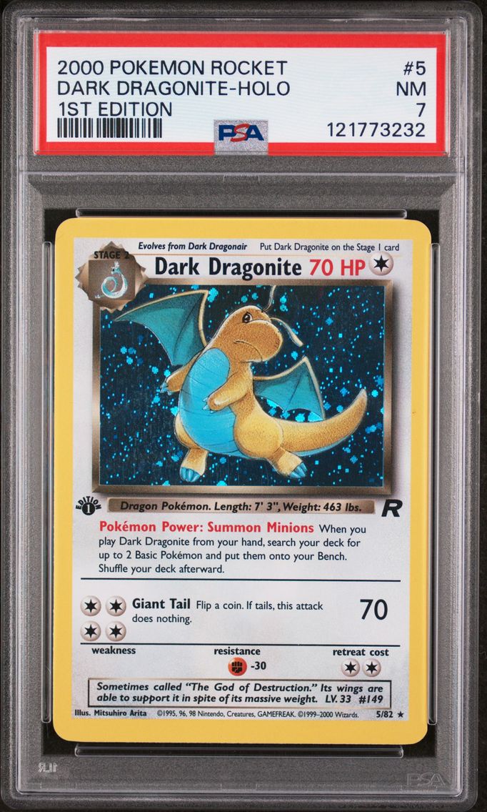 2000 #5 Dark Dragonite-Holo 1st Edition PSA 7 Rocket Pokemon