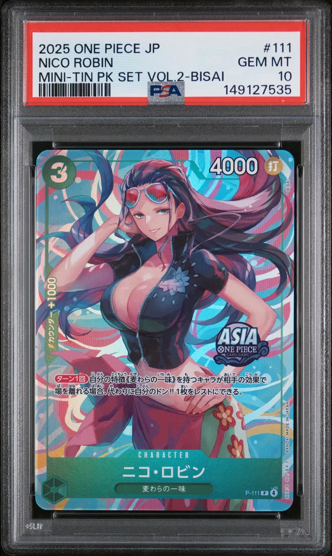 2025 #111 Nico Robin PSA 10 One Piece Japanese Mini-Tin Pack Set Vol.2