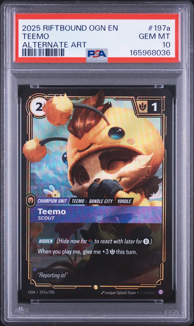2025 #197a Teemo - Scout PSA 10 Riftbound: League of Legends Ogn-Origins