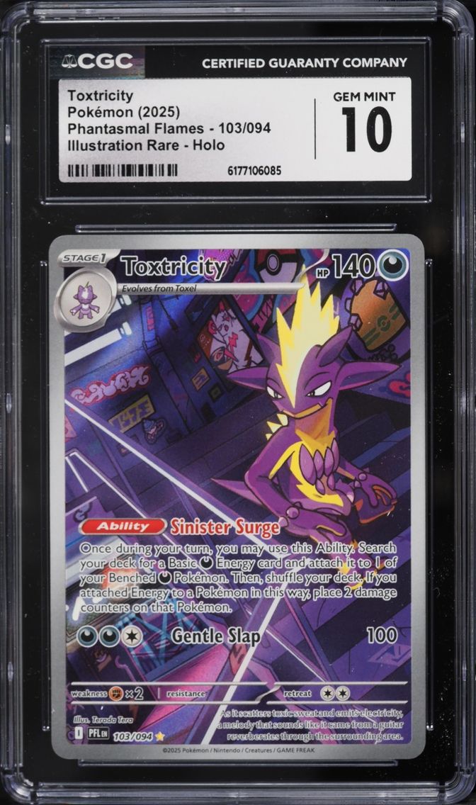 2025 #103 Toxtricity CGC 10 Pokemon Mega Evolution Phantasmal Flames IR