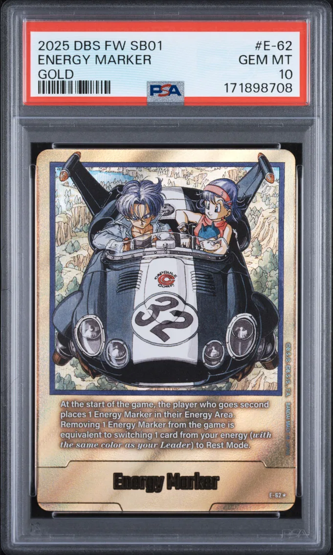 2025 #E-62 Energy Marker PSA 10 Dragon Ball Super Card Game Fusion World Manga Booster 01