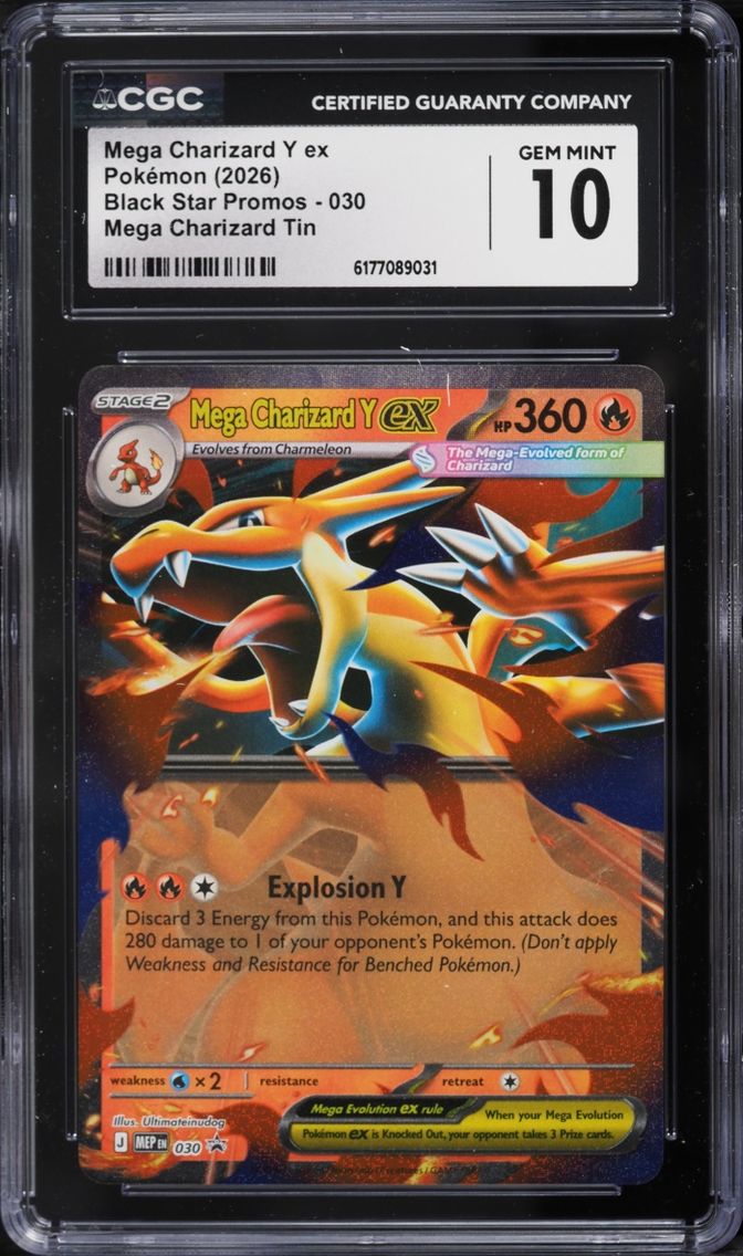 2026 Pokemon Mega Evolution Black Star Promo Tin Mega Charizard Y EX #30 CGC 10 GEM MINT