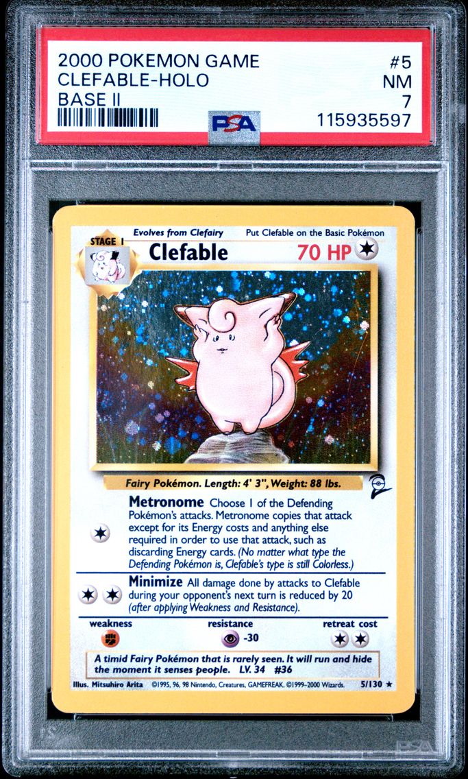 2000 #5 Clefable-Holo PSA 7 Game Base II Pokemon