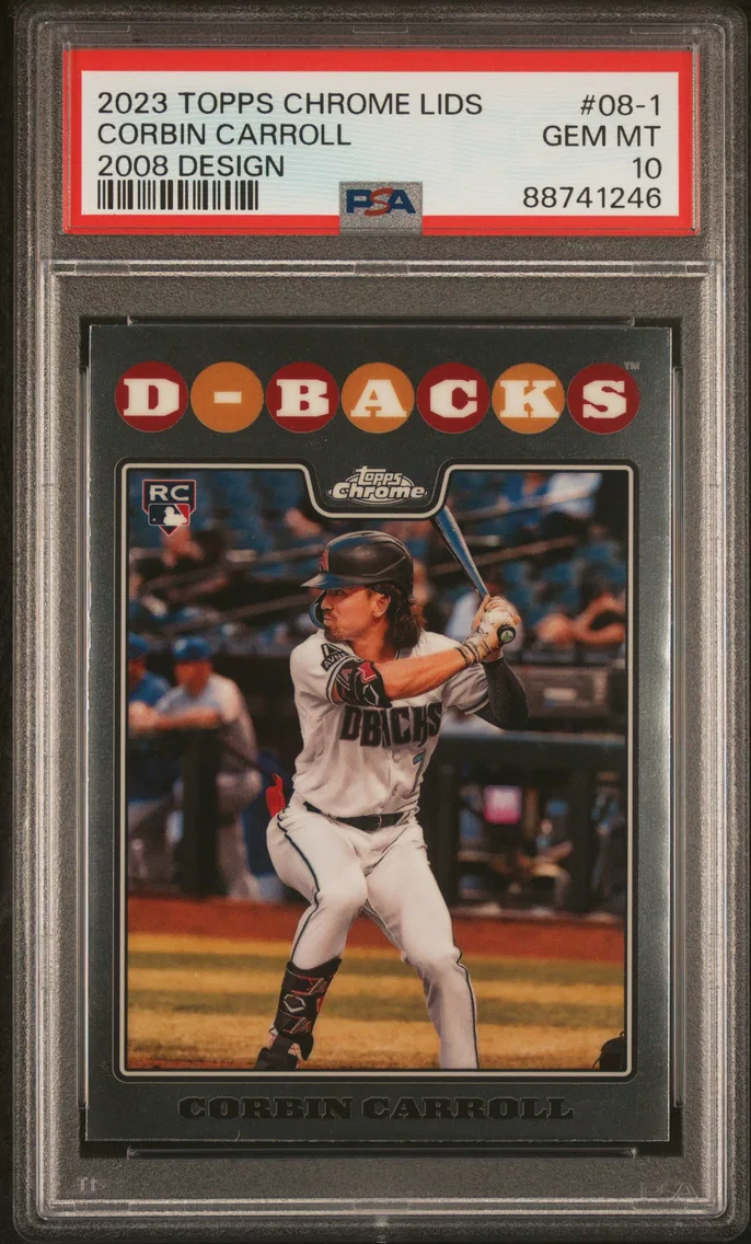 2023 #08-1 Corbin Carroll PSA 10 Topps Chrome Lids 2008 Design