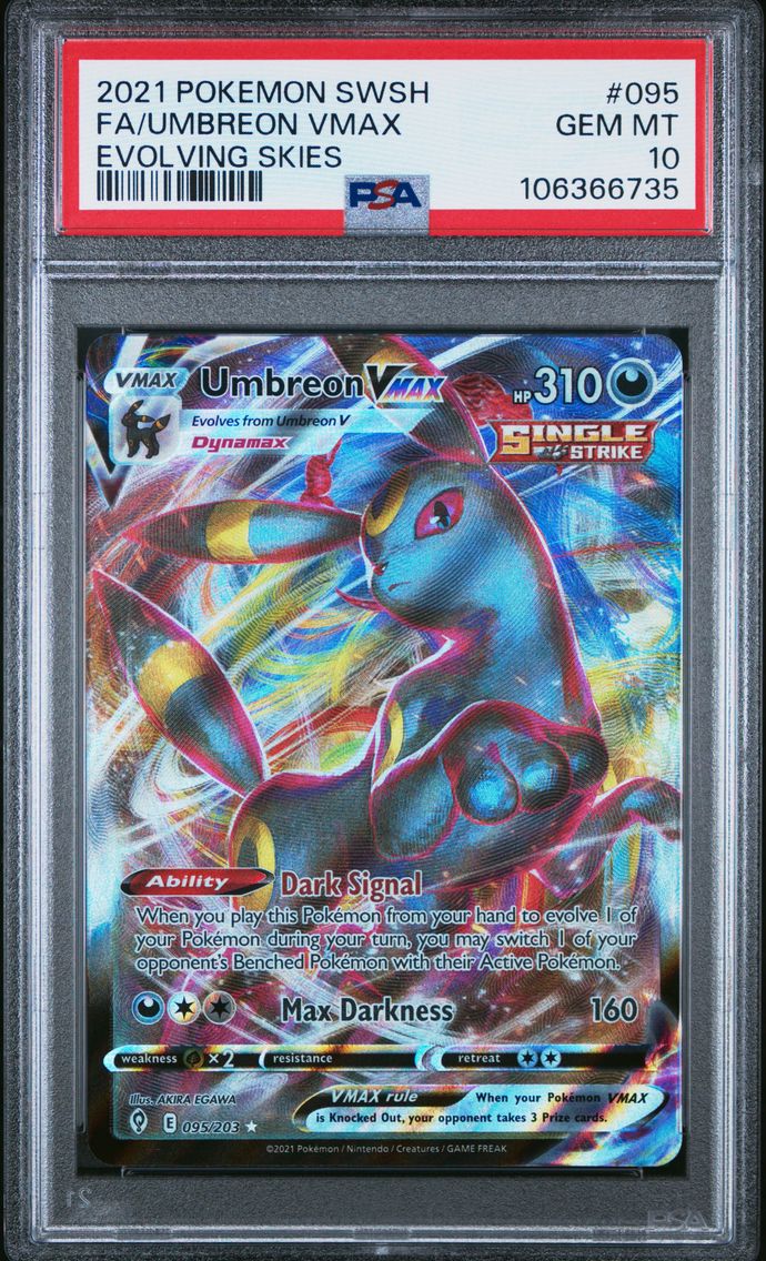 2021 #095 Full Art/Umbreon Vmax PSA 10 Sword & Shield Evolving Skies Pokemon