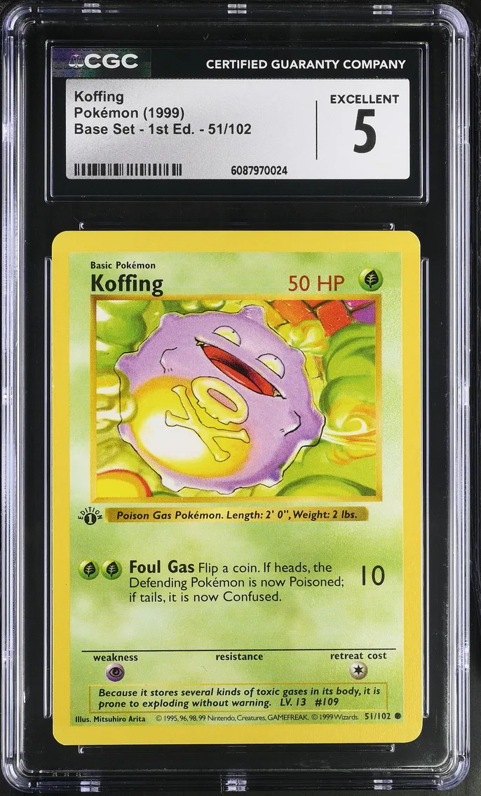 1999 #51 Koffing CGC 5 Base Set - 1st Edition - English