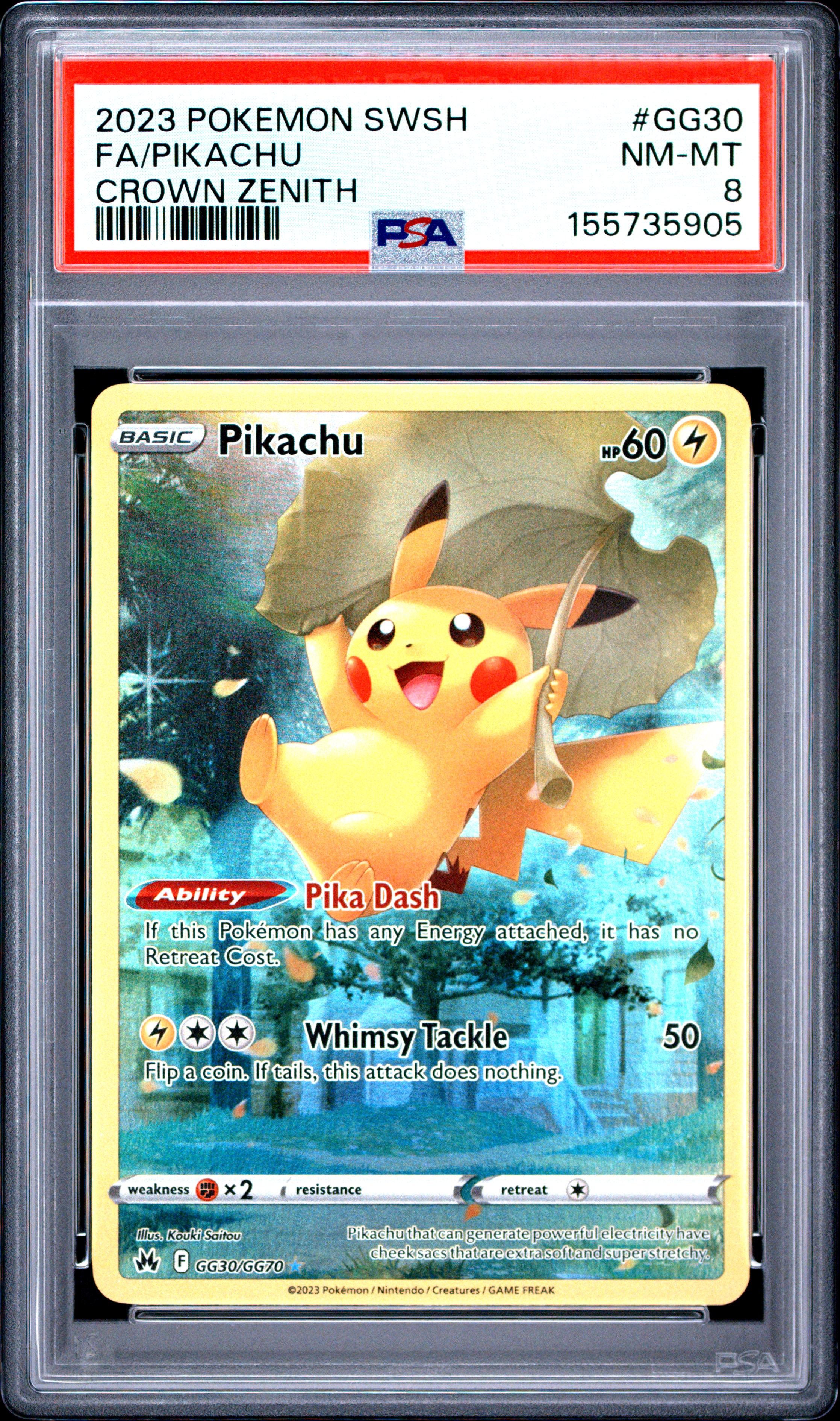 2023 #Gg30 Full Art/Pikachu PSA 8 Sword And Shield Crown Zenith