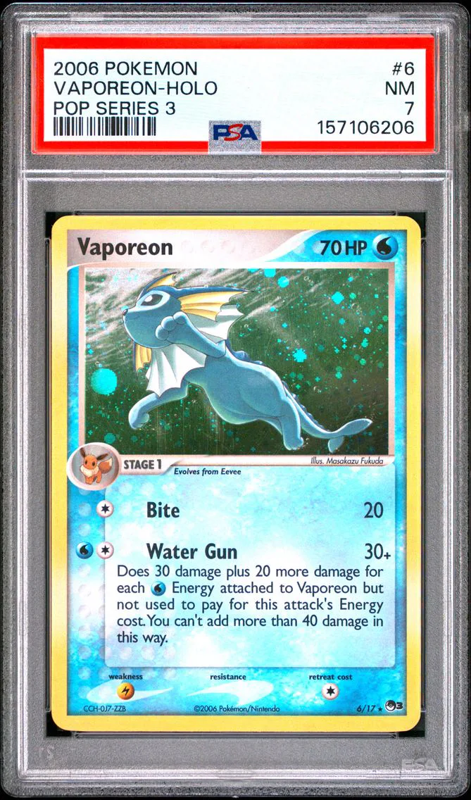 2006 #6 Vaporeon-Holo PSA 7 Pop Series 3