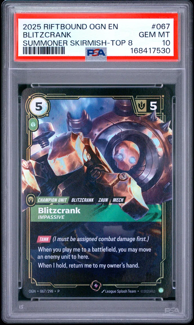 2025 #067 Blitzcrank - Impassive PSA 10 Riftbound: League of Legends Ogn-Origins
