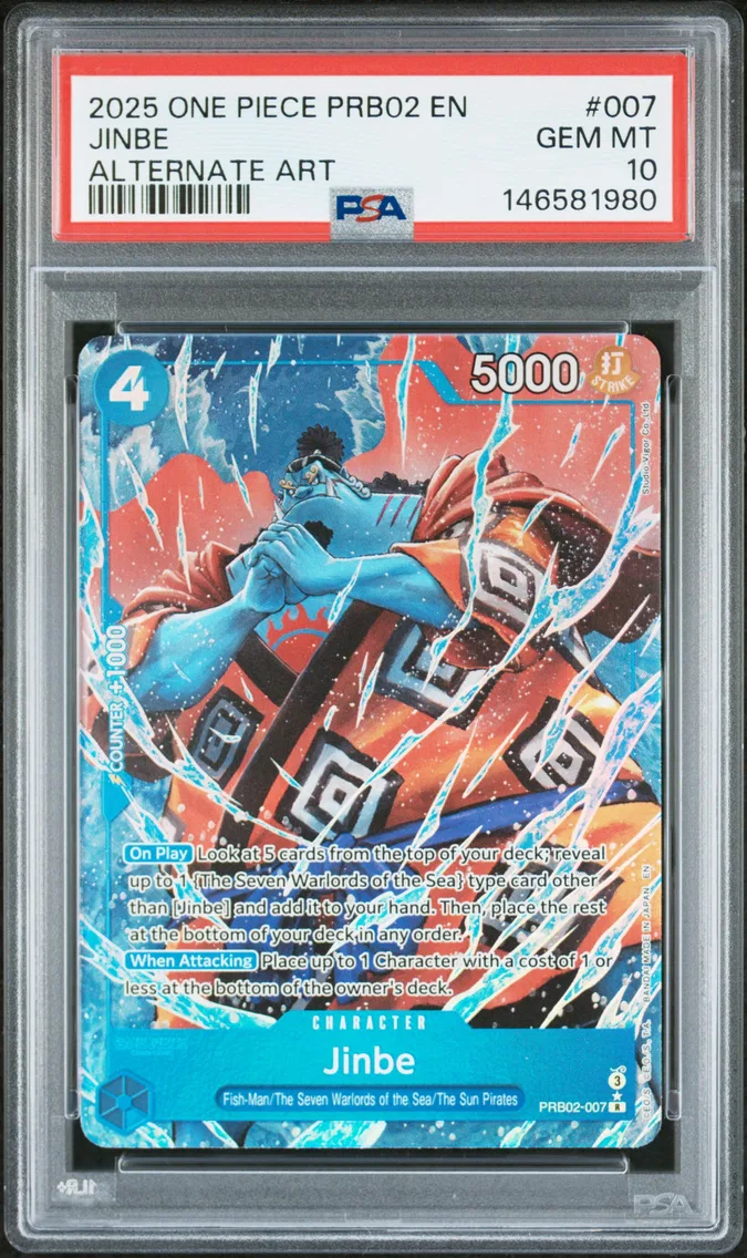 2025 #007 Jinbe PSA 10 One Piece PRB02-Premium Booster -One Piece Card the Best- Vol.2