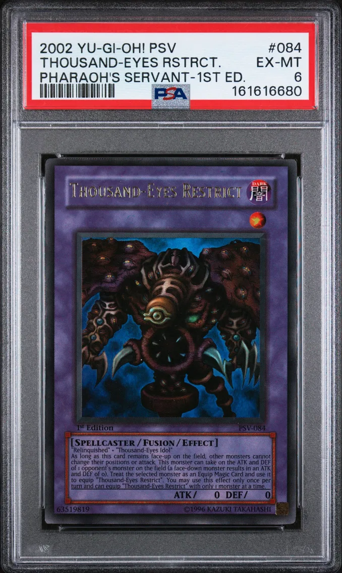 2002 #084 Thousand-Eyes Restrict 1st Edition PSA 6 YU-GI-Oh! Psv-Pharaoh's Servant
