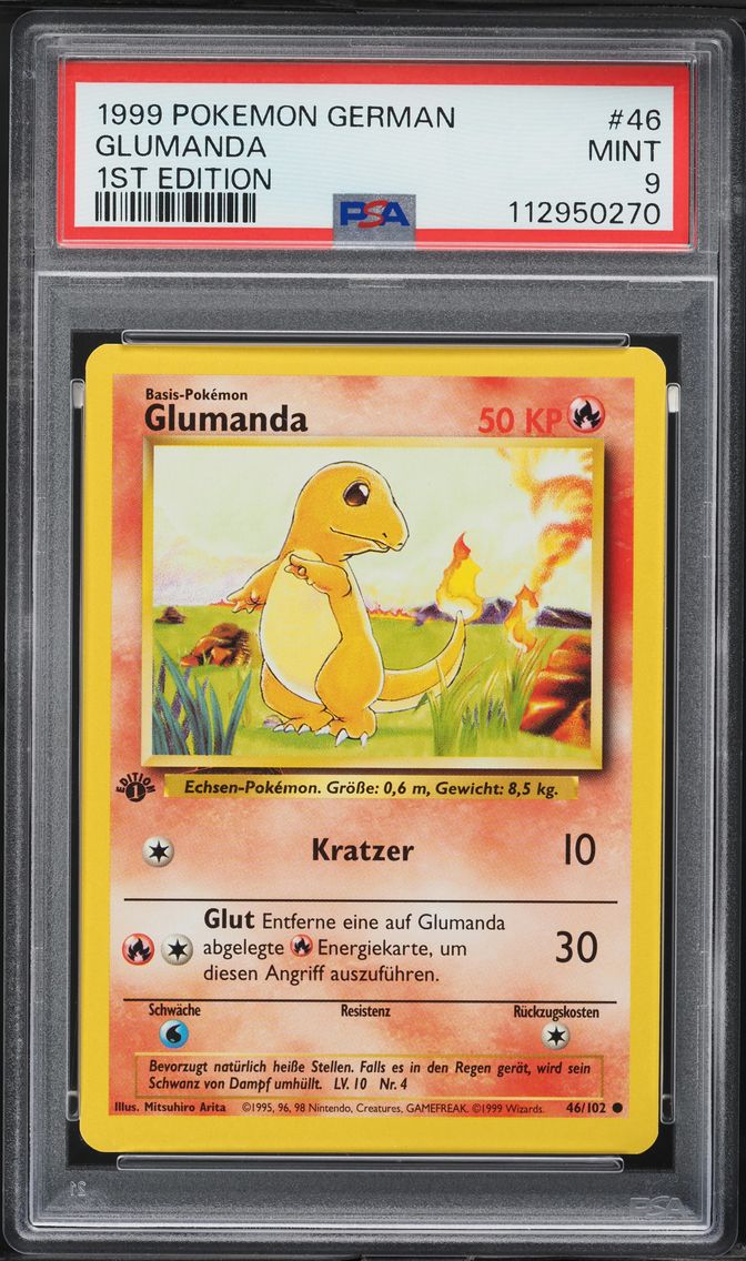 1999 #46 Glumanda 1st Edition PSA 9 German Pokemon