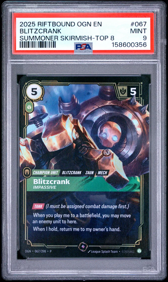 2025 #067 Blitzcrank - Impassive PSA 9 Riftbound: League of Legends Ogn-Origins