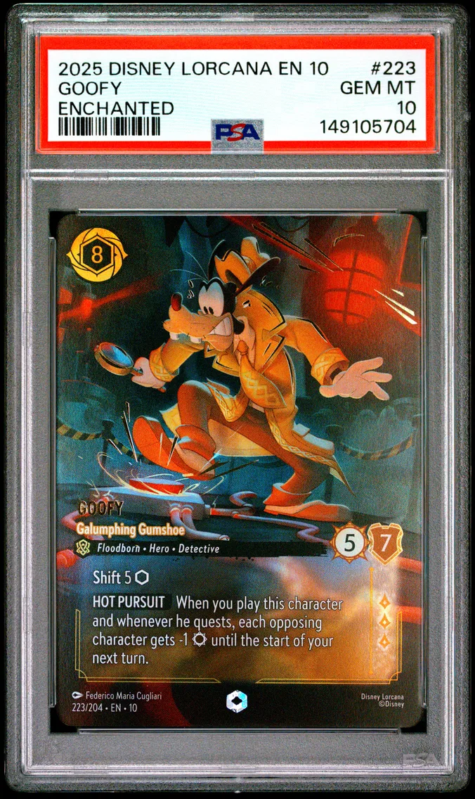 2025 #223 Goofy - Galumphing Gumshoe PSA 10 Disney Lorcana EN 10-Whispers in the Well