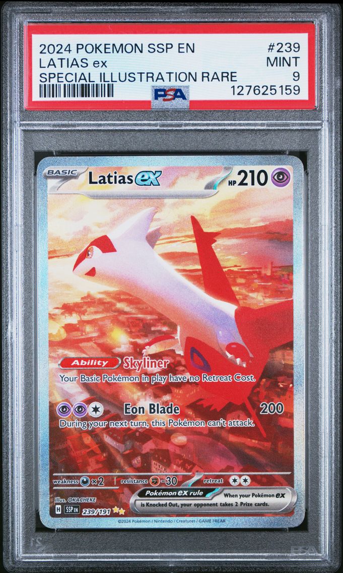 2024 #239 Latias EX PSA 9 Ssp EN-Surging Sparks Pokemon