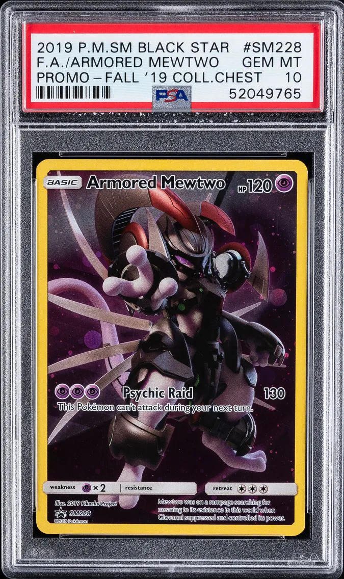 2019 #SM228 Full Art/Armored Mewtwo PSA 10 SM Black Star Promo Pokemon