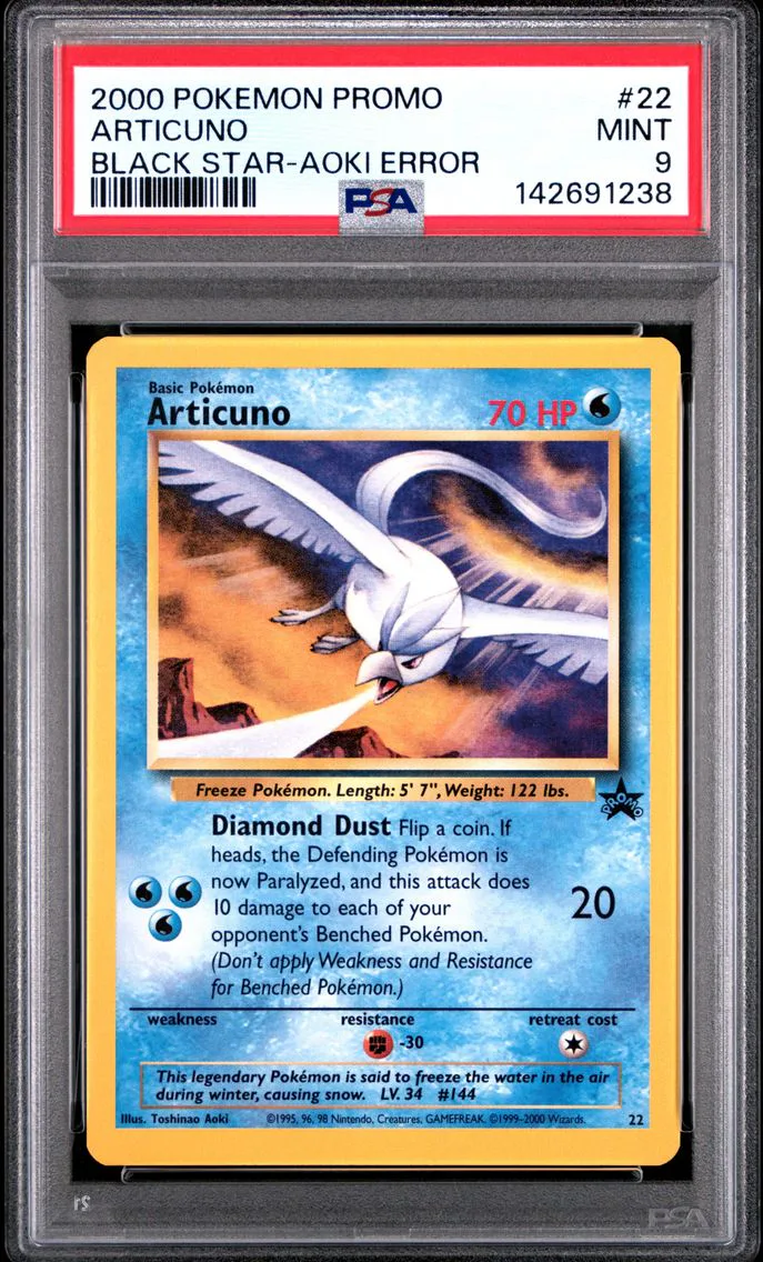 2000 Pokemon Promo Black Star Articuno Promo Black Star #22 PSA 9