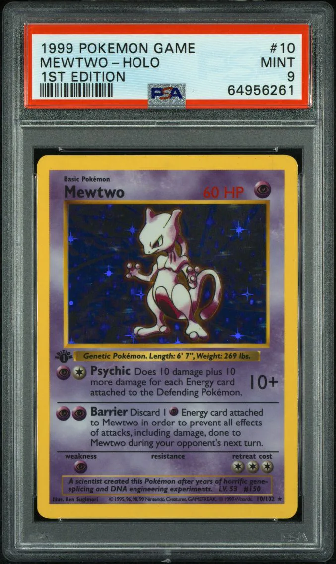 1999 #10 Mewtwo-Holo 1st Edition PSA 9 Game Pokemon