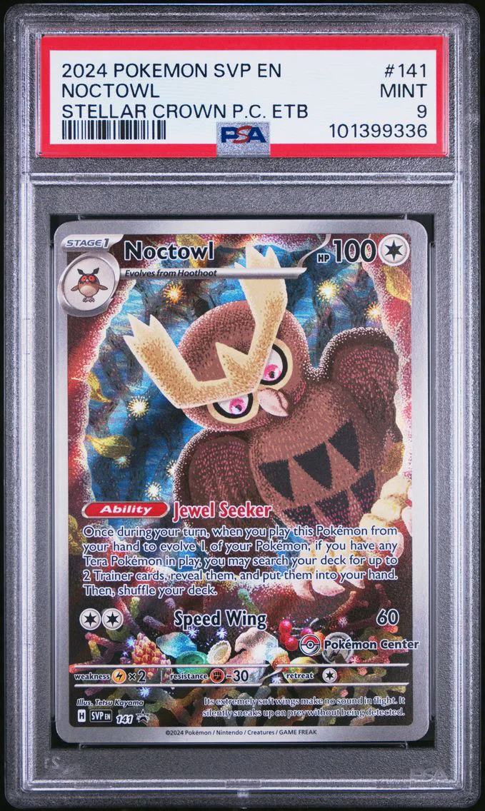 2024 #141 NOCTOWL PSA 9 POKEMON SVP EN-SV BLACK STAR PROMO | STELLAR CROWN POKEMON CENTER ELITE TRAINER BOX