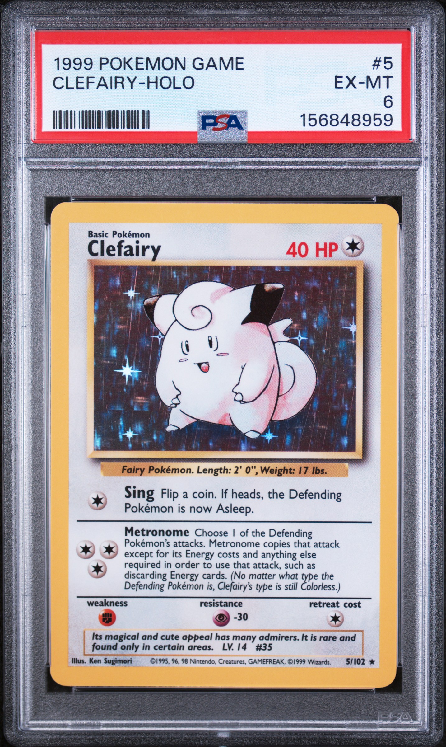 1999 #5 Clefairy-Holo PSA 6 Game