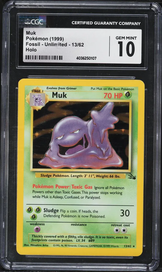 1999 #13 Muk-Holo CGC 10 Fossil Pokemon