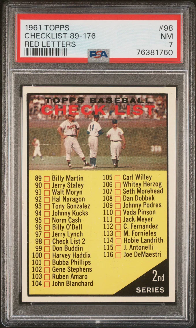 1961 #98 Checklist 89-176 PSA 7 Topps