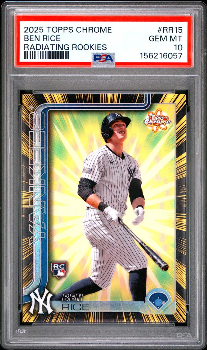 2025 #RR15 Ben Rice PSA 10 Topps Chrome Radiating Rookies