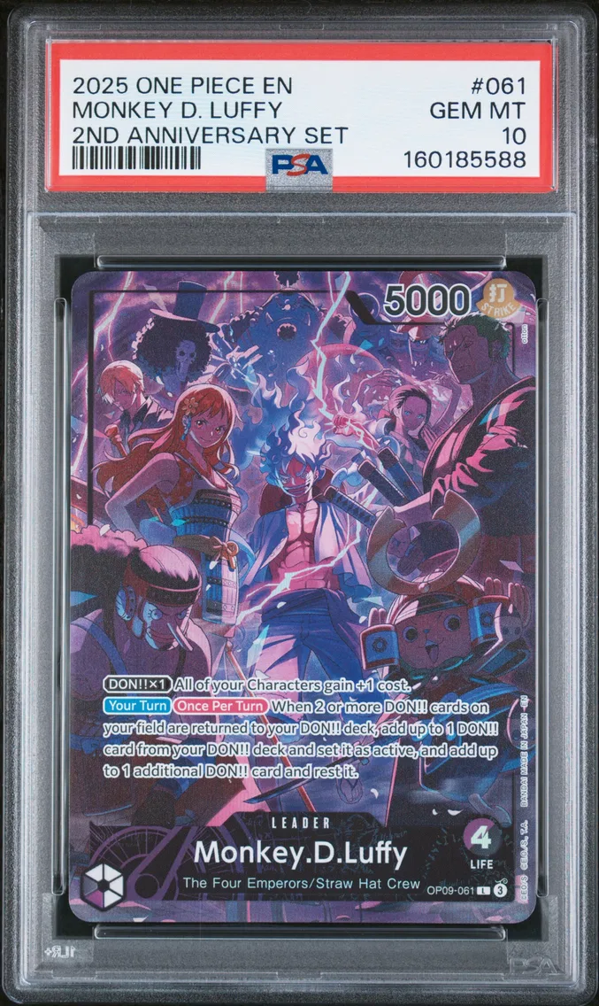 2025 #061 Monkey D. Luffy PSA 10 One Piece English Version 2nd Anniversary Set