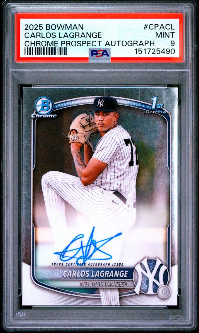 2025 #CPACL Carlos Lagrange PSA 9 Bowman Chrome Prospect Autographs