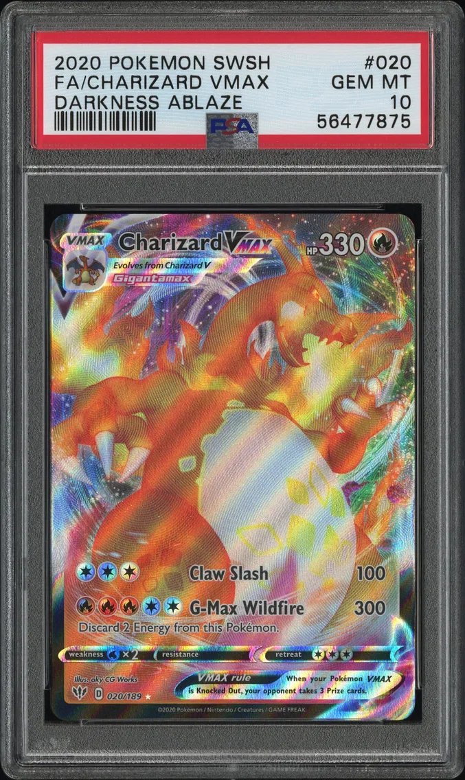 2020 #020 Full Art/Charizard Vmax PSA 10 Sword & Shield Darkness Ablaze
