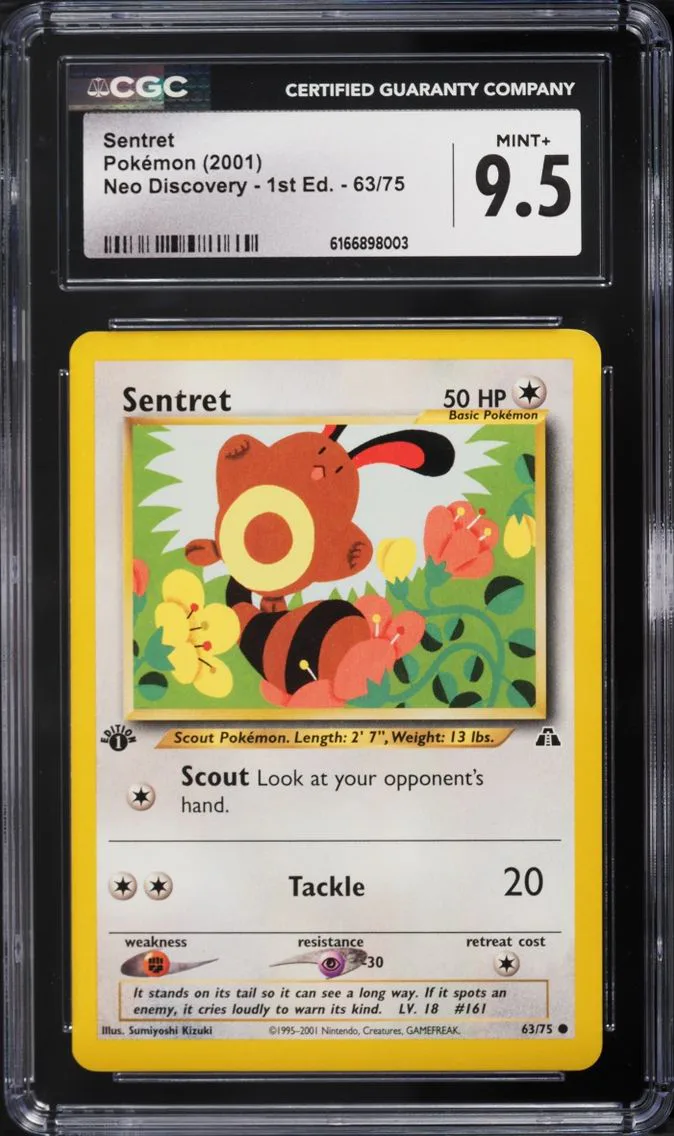 2001 Pokemon Neo Discovery 1st Edition Sentret #63 CGC 9.5 MINT+