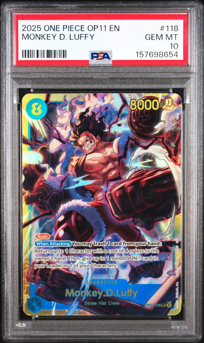 2025 #118 Monkey D. Luffy PSA 10 One Piece OP11-A Fist of Divine Speed