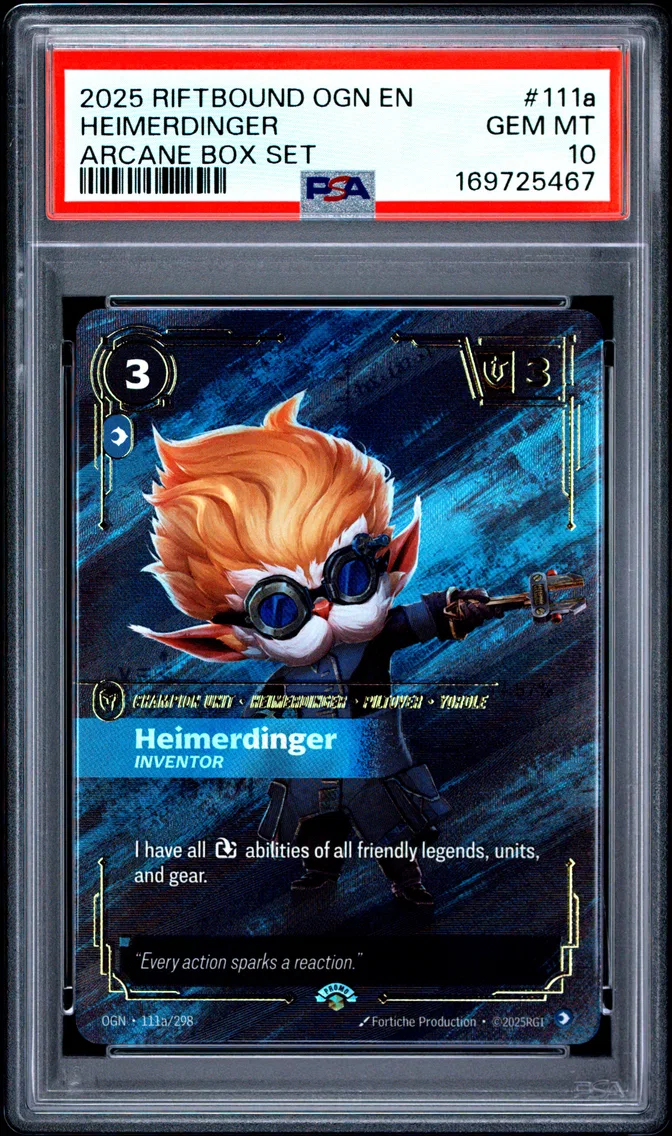 2025 #111a Heimerdinger - Inventor PSA 10 Riftbound: League of Legends Ogn-Origins