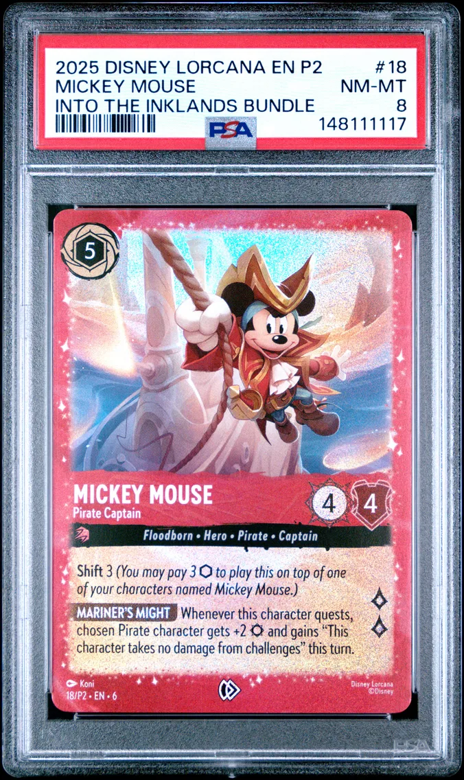 2025 #18 Mickey Mouse - Pirate Captain PSA 8 Disney Lorcana EN P2-Promo