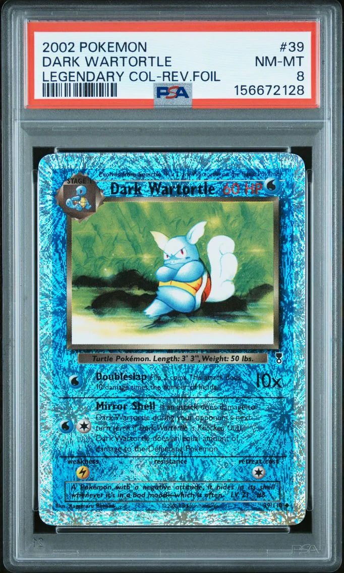 2002 Pokemon Legendary Collection Dark Wartortle-Reverse Foil Legendary Collection #39 PSA 8