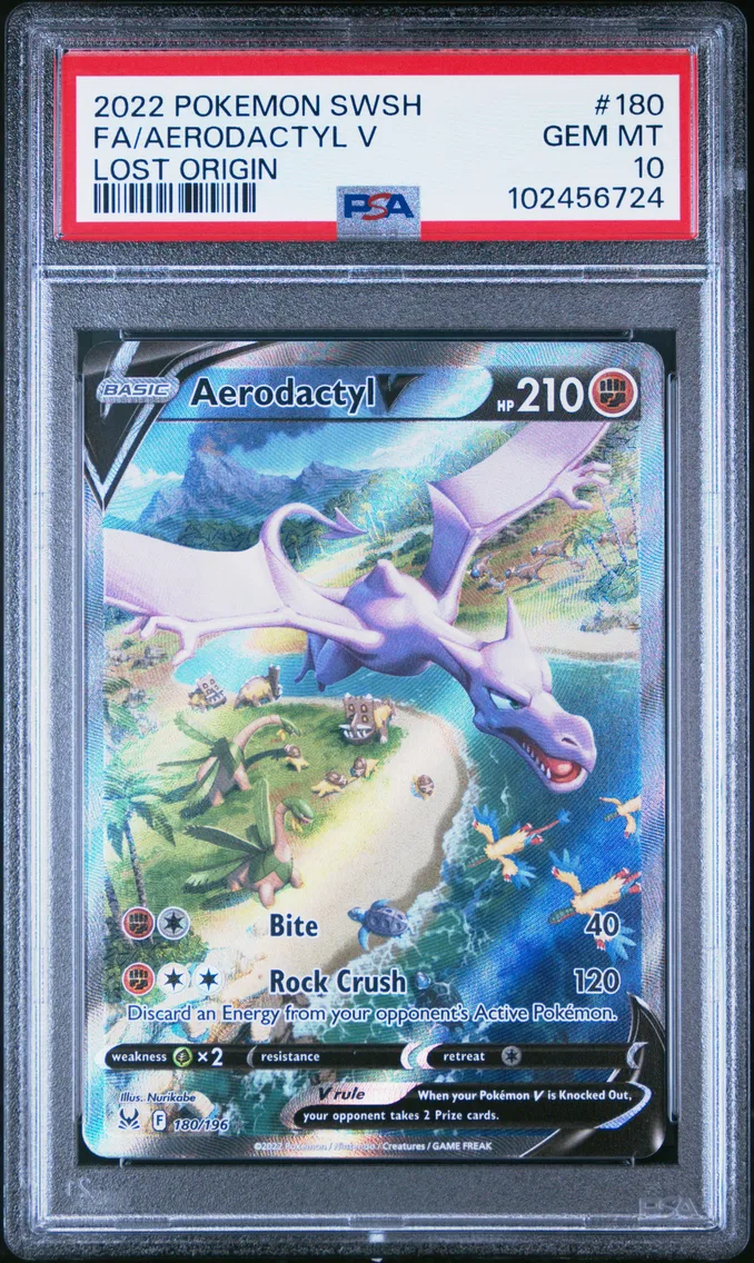 2022 #180 Full Art/Aerodactyl V PSA 10 Sword & Shield Lost Origin