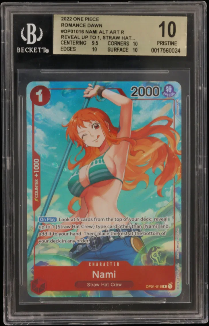 2022 #OP01016 Nami ALT ART R COR/("reveal up to 1...") BGS 10 One Piece Card Game Romance Dawn