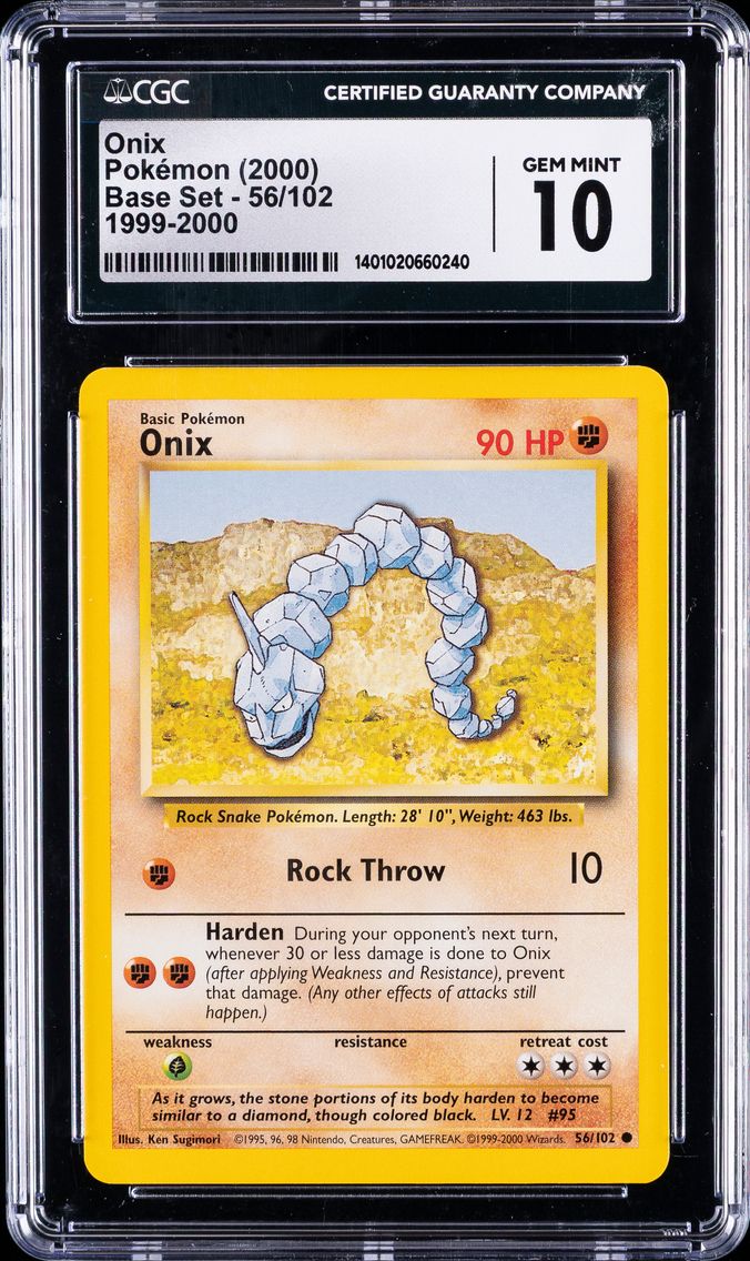 1999 #56 Onix CGC 10 Game Pokemon